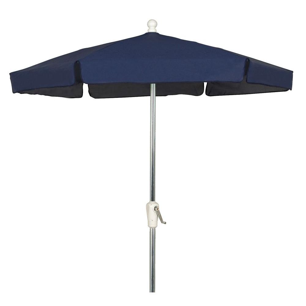 Unbranded 7 5 Ft Bright Aluminum Patio Umbrella In Navy Vinyl Coated Weave 7gcra Nb The Home Depot