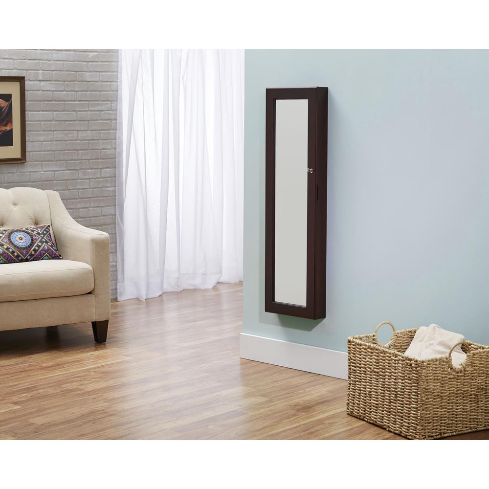 InnerSpace Luxury Products Espresso Deluxe Mirrored Jewelry Armoire