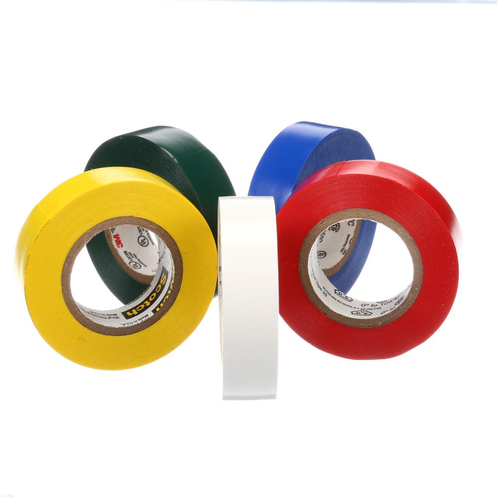 3M Scotch 1/2 inch x 20 ft. Electrical Tape, Blue/Green/Red/Yellow/White... by 3M