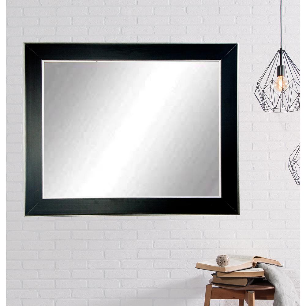Silver Accent Black Framed Mirror