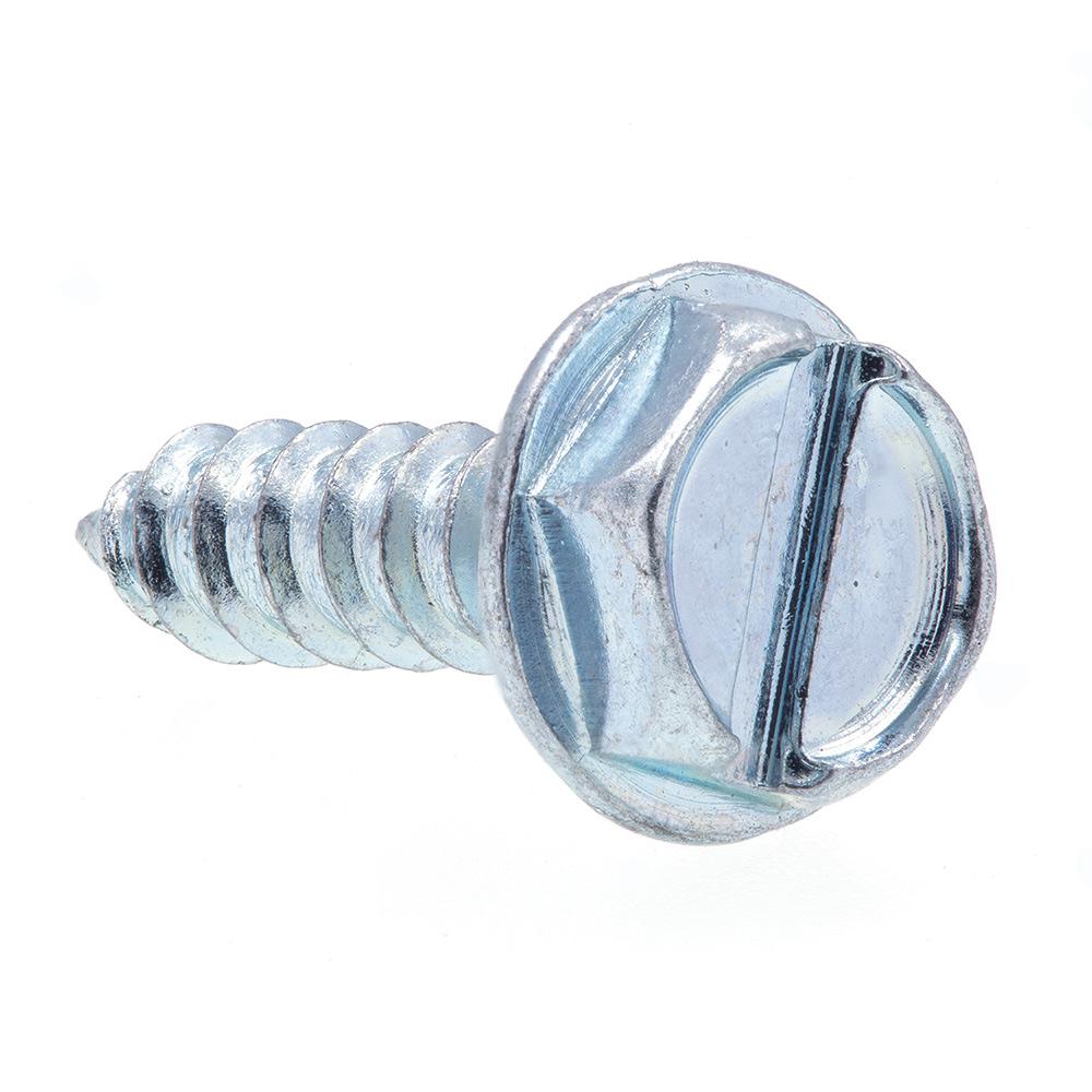 Zinc Plated Pack of 2000 #14-10 Thread Size Steel Sheet Metal Screw Slotted Drive 1-1//4 Length Hex Washer Head Type A