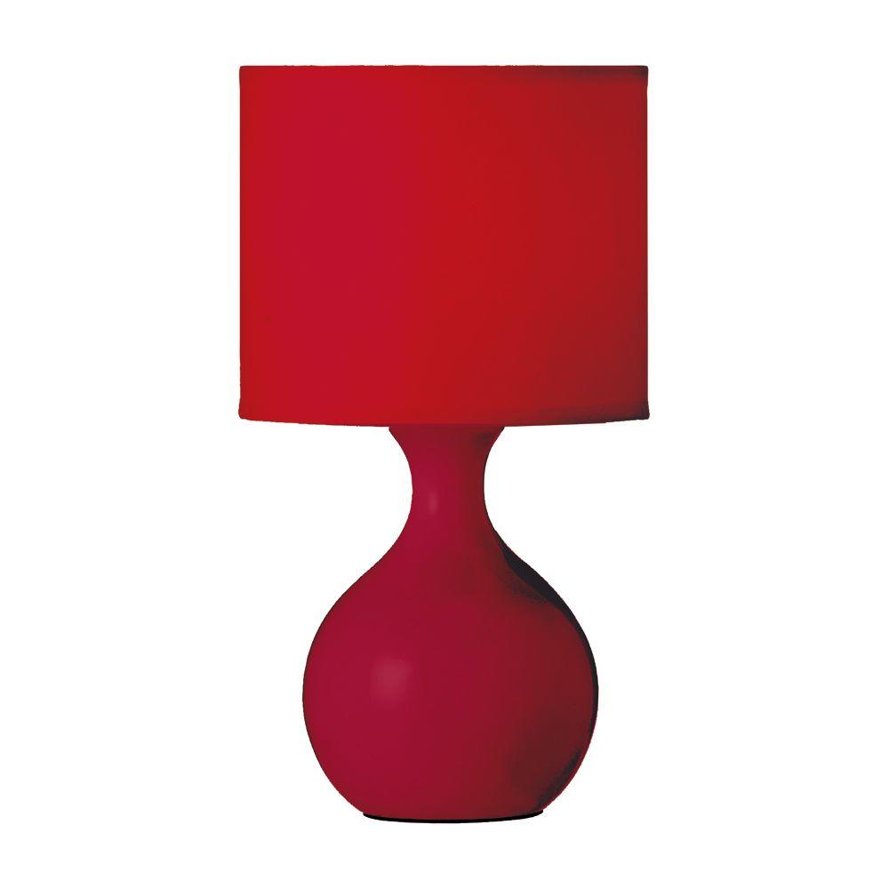 Simple Designs 16.62 in. Red Table Lamp with Fabric Shade and Hanging