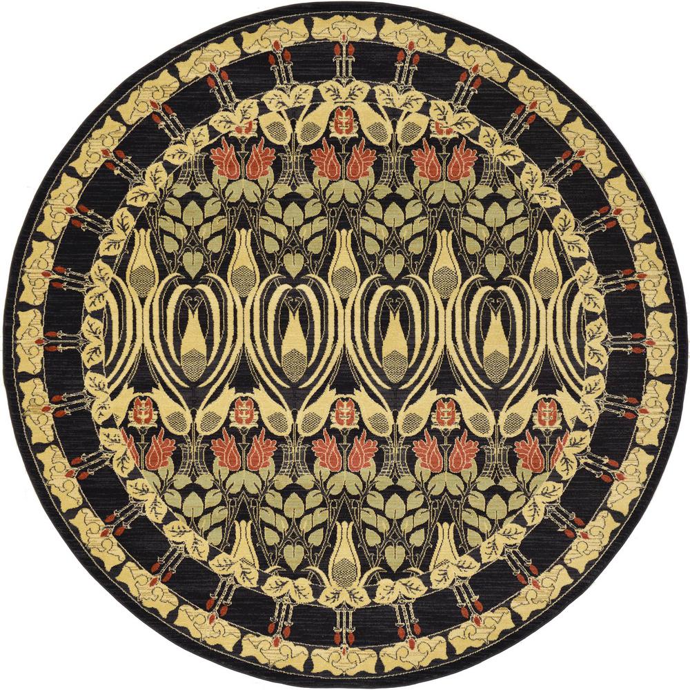 Unique Loom Heritage Black 8 ft. x 8 ft. Round Area Rug3116686 The