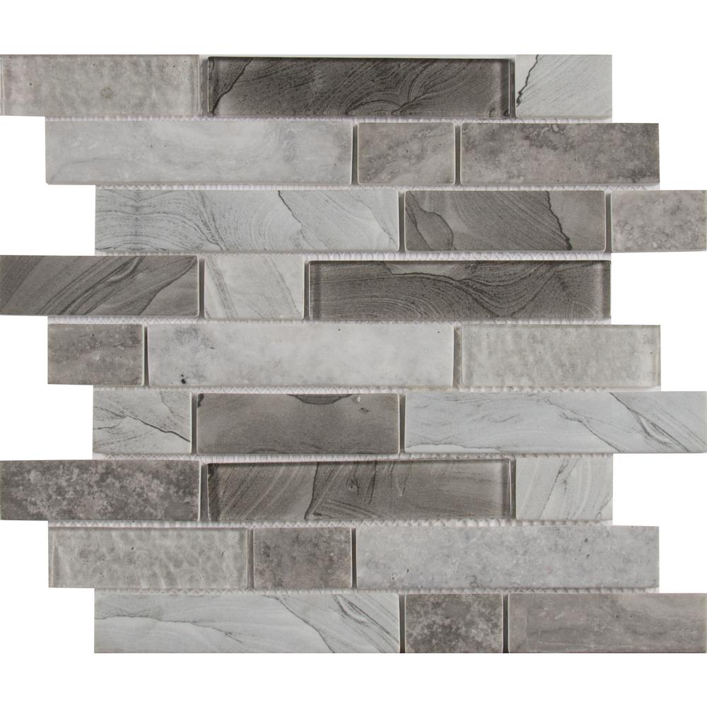 MSI Tarvos Interlocking 11.81 in. x 11.81 in. x 6 mm Glass Mesh-Mounted Mosaic Tile-GLSIL 