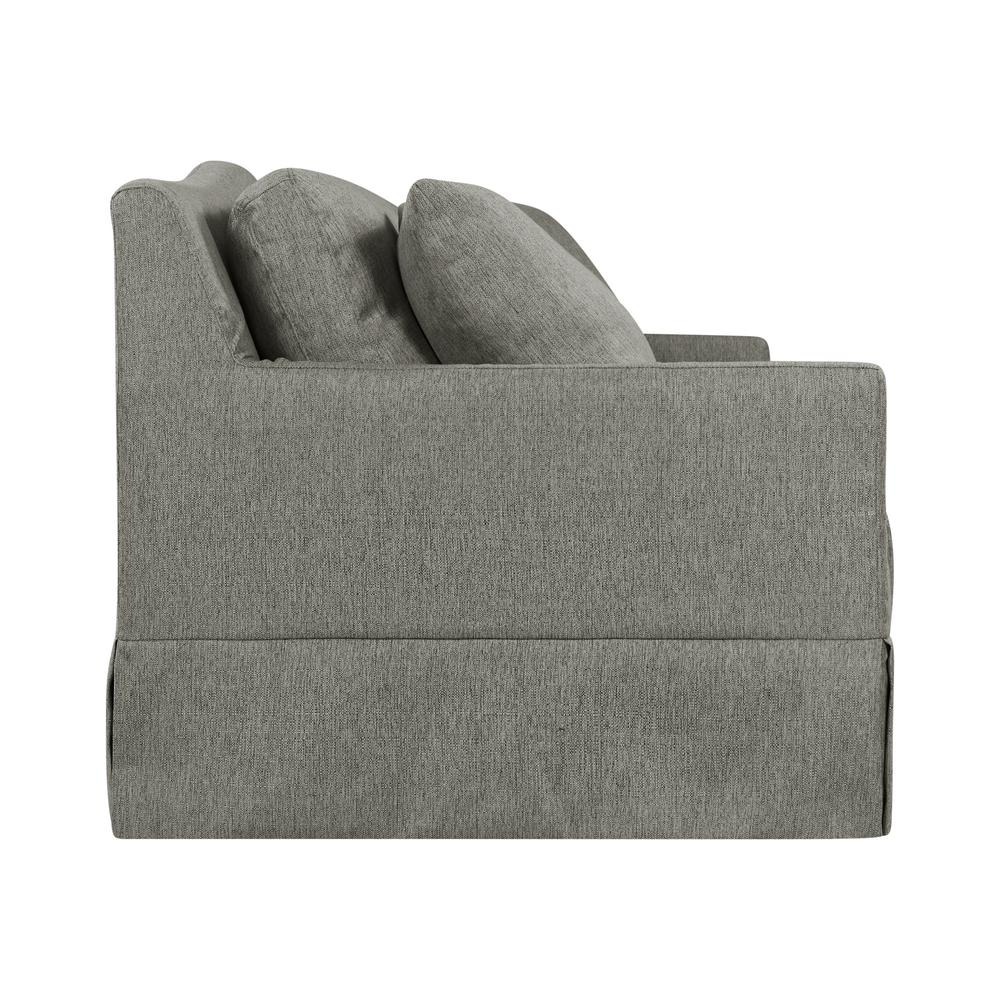Handy Living Sandy Skirted Granite Gray Performance Fabric Sofa