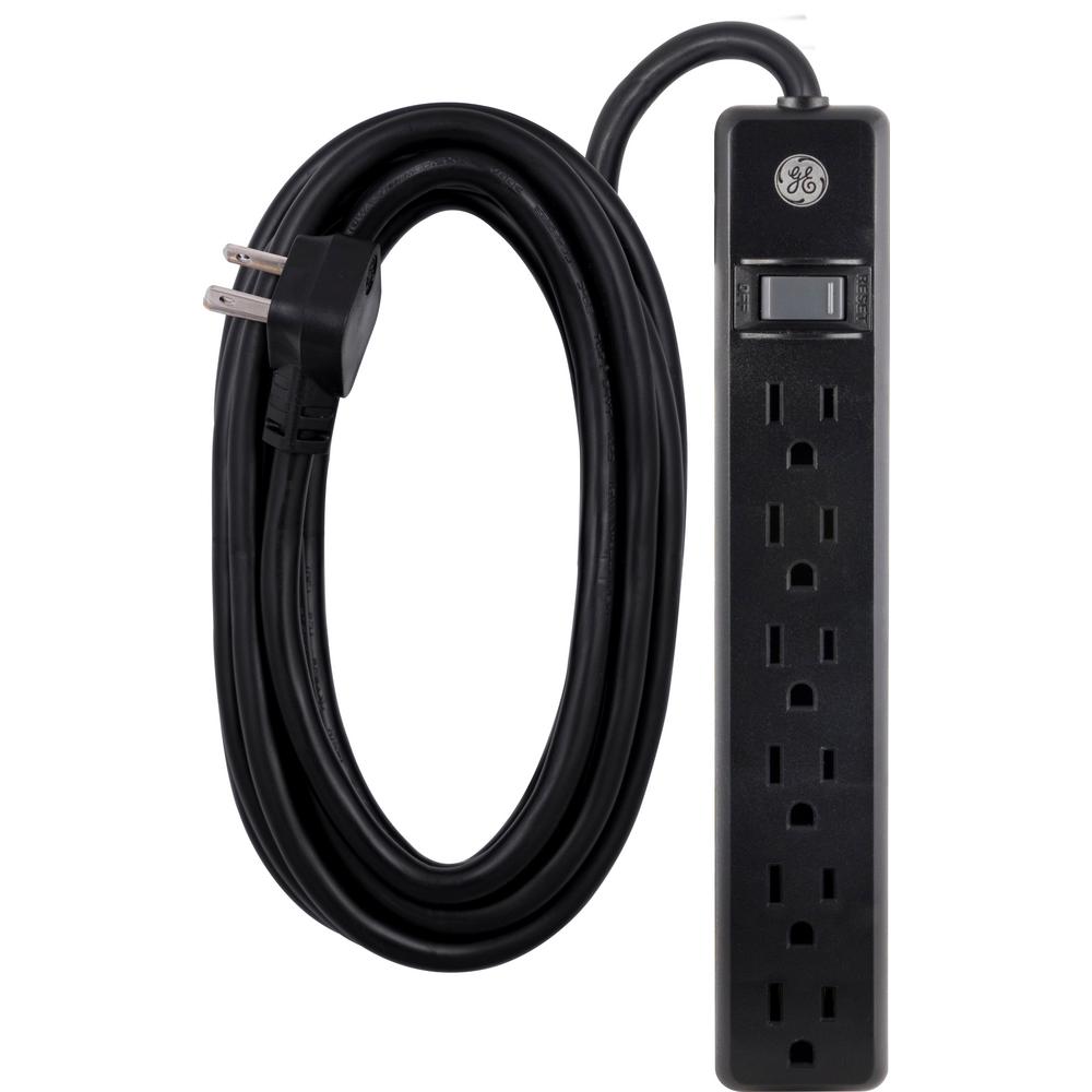 GE 6Outlet Grounded Power Strip with 12 ft. Long Extension Cord in Black45192 The Home Depot