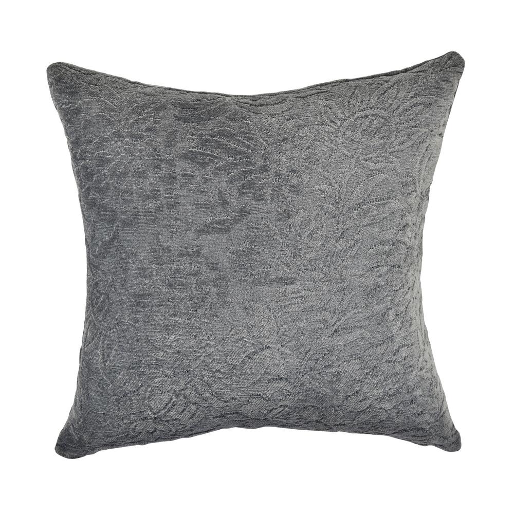 Vesper Lane Damask Gray Solid 18 In X 18 In Throw Pillow