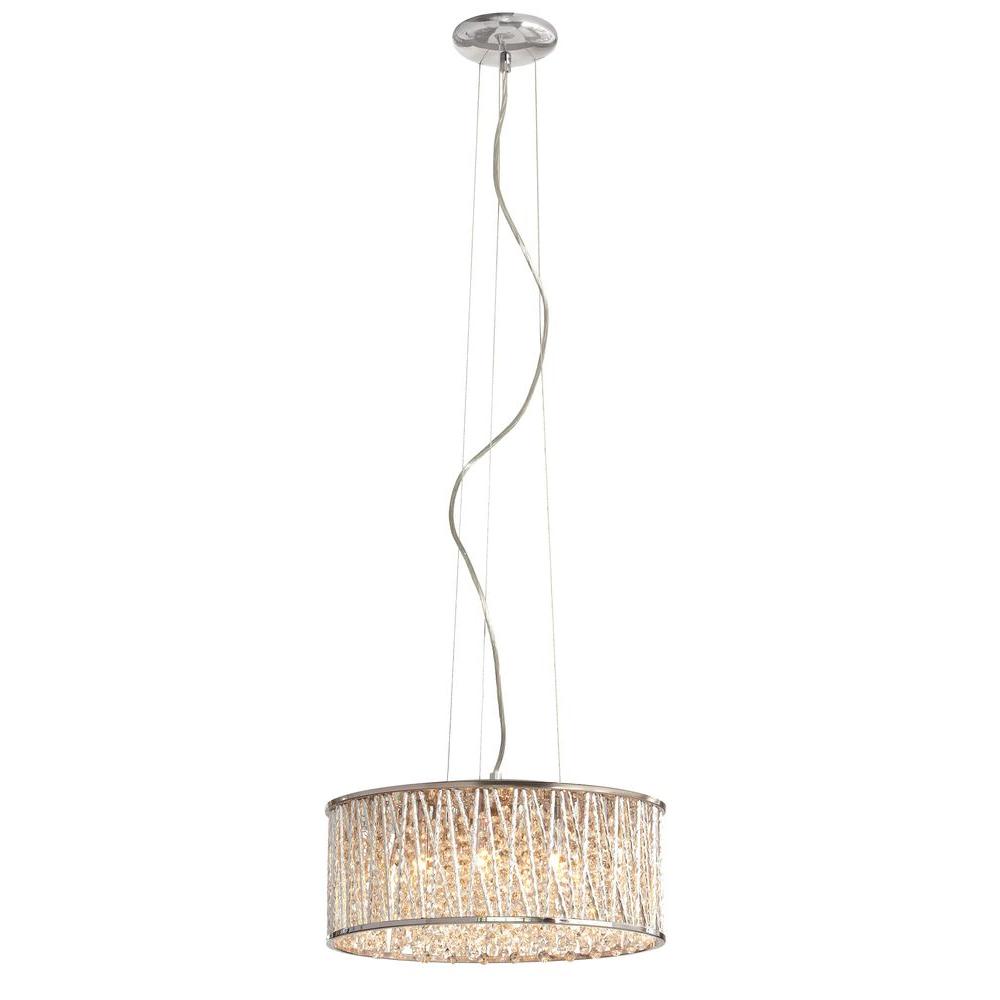 Home Decorators Collection 6-Light Polished Chrome and Crystal Drum Shape Pendant