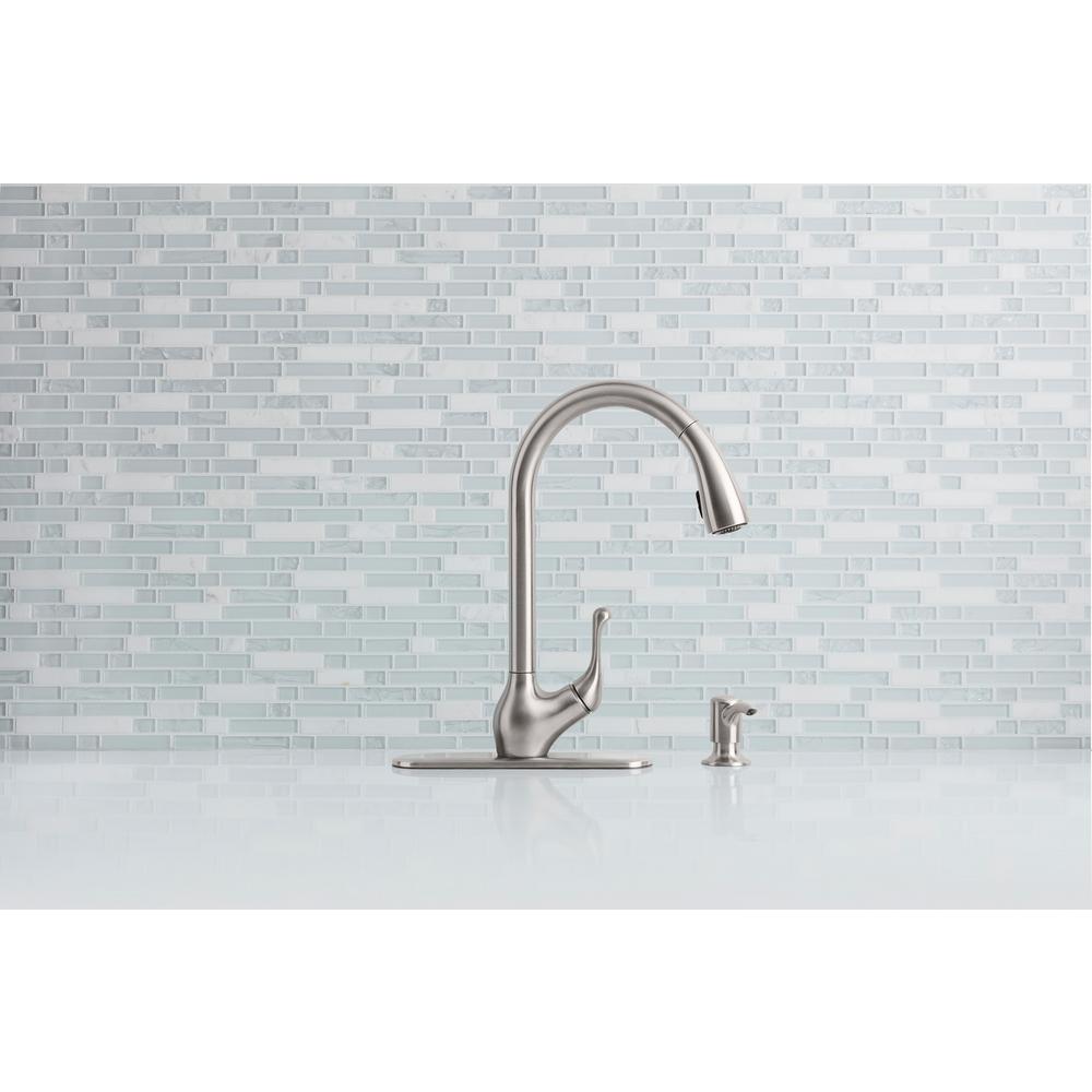 Kohler Barossa With Response Touchless Technology Single Handle Pull Down Sprayer Kitchen Faucet In Vibrant Stainless