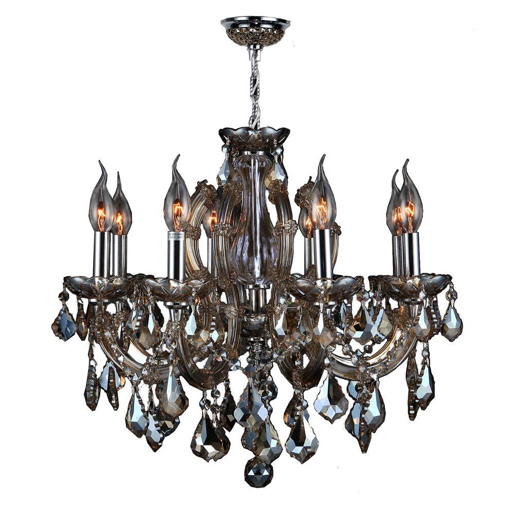 Modern Crystal Chrome Chandeliers Lighting The Home Depot Catherine Collection 6 Light Polished Chrome And Golden Teak Crystal Chandelier