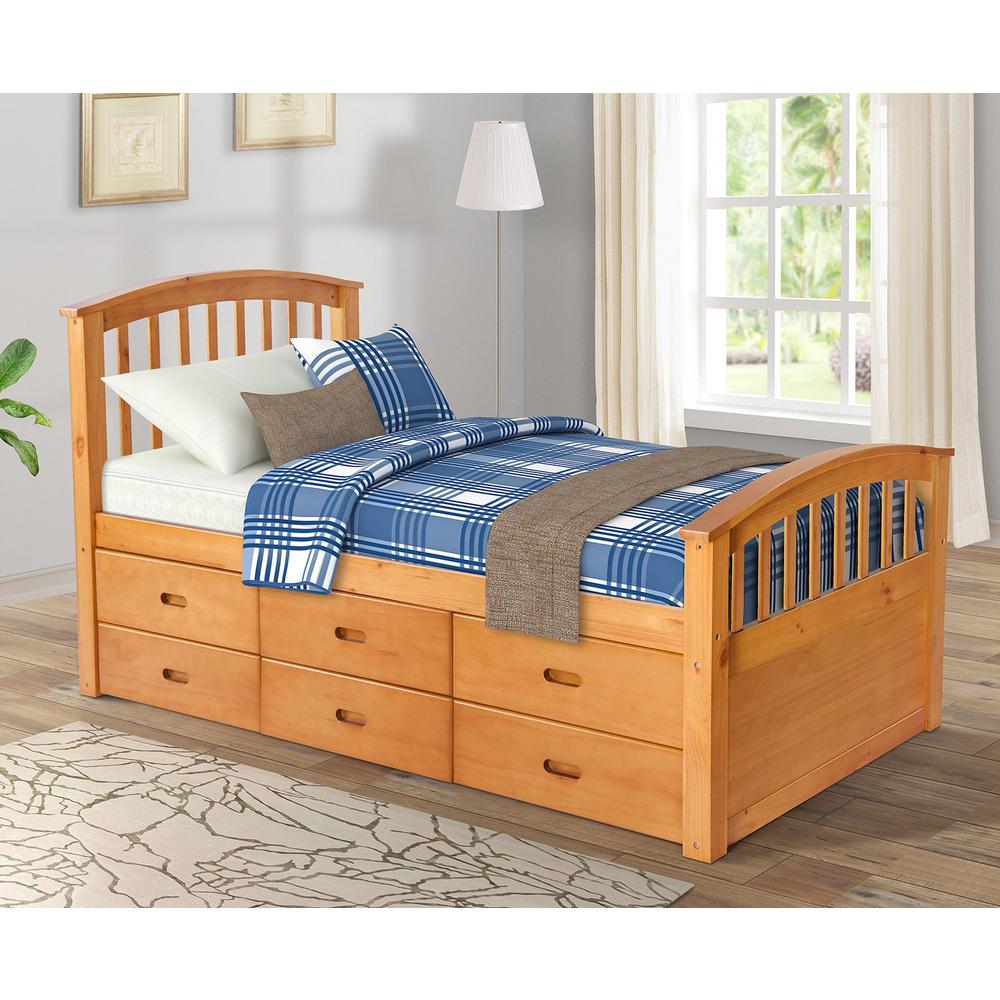 Harper Bright Designs Oak Twin Size Solid Wood Platform