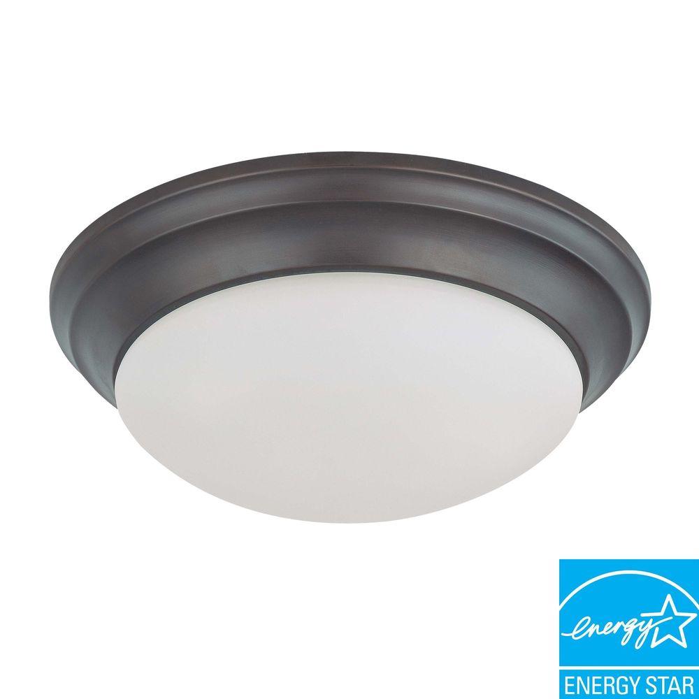 Glomar 2Light Ceiling Mahogany Bronze Fluorescent Flush MountHD3366