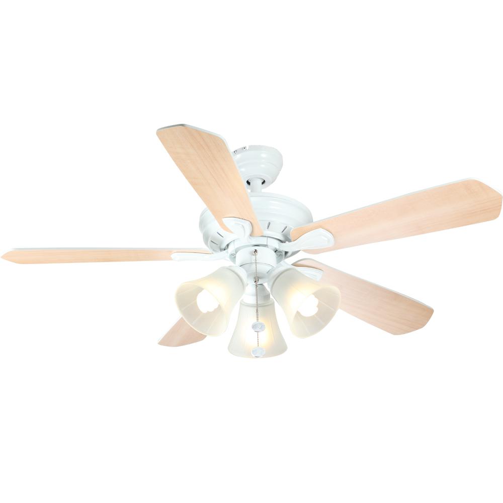 White Indoor Ceiling Fans Lighting The Home Depot Westmount 44 In Led Matte White Ceiling Fan With Light Kit