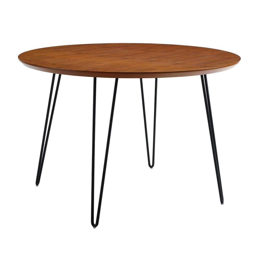 46 in. Walnut Round Hairpin Leg Dining Table-HDW46RDHPWT - The Home Depot
