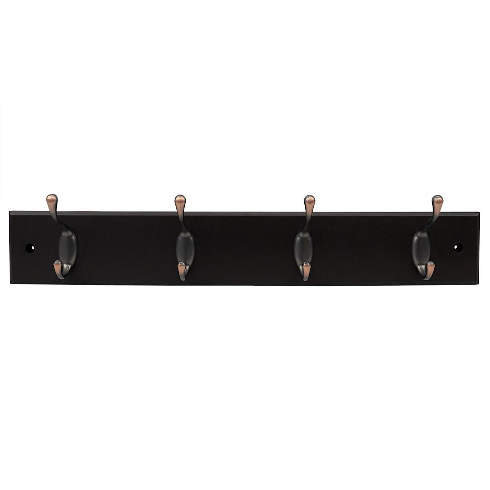 Home Basics 15.75 in. L Brown 3 Double Hooks Wall Mounted Hanging Rack ...