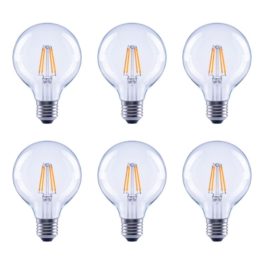 40 Watt Equivalent G25 Globe Vanity Clear Glass Vintage Edison Filament Dimmable Led Light Bulb 