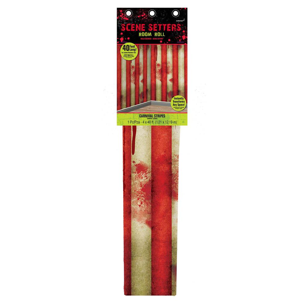 Amscan 48 In Halloween Creepy Carnival Striped Scene Setters Room