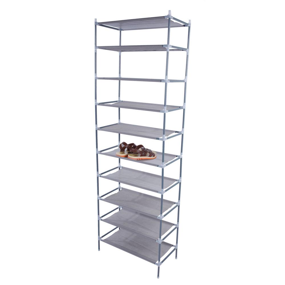 Unbranded 30 Pair Gray Simple Assembly 10 Tiers Non Woven Fabric Shoe Organizer 13028105 The Home Depot