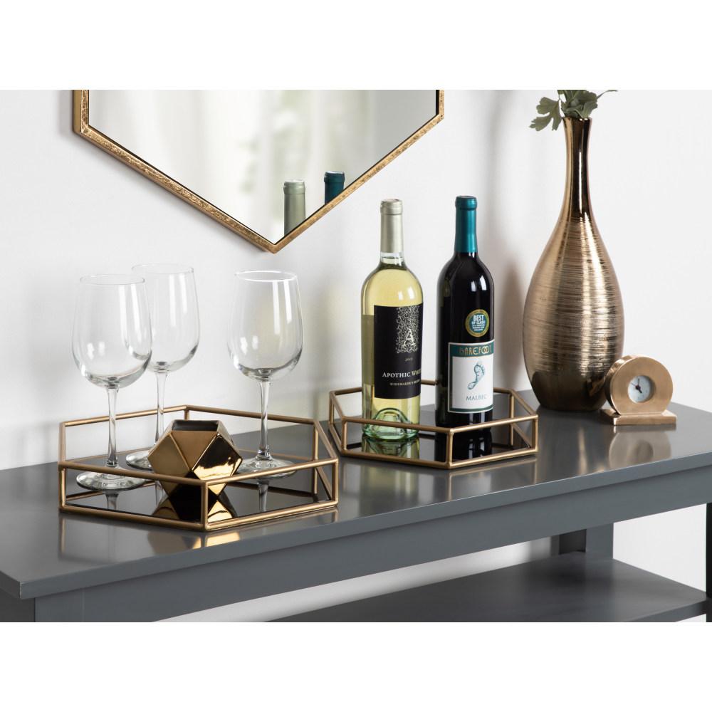 Kate And Laurel Felicia Gold Black Decorative Tray Set Of 2