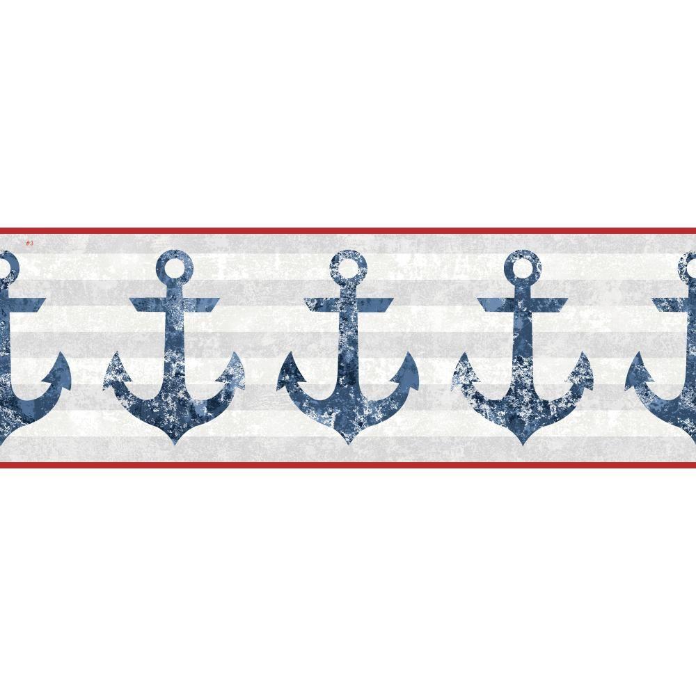 York Wallcoverings Nautical Living Anchors Away Wallpaper Border