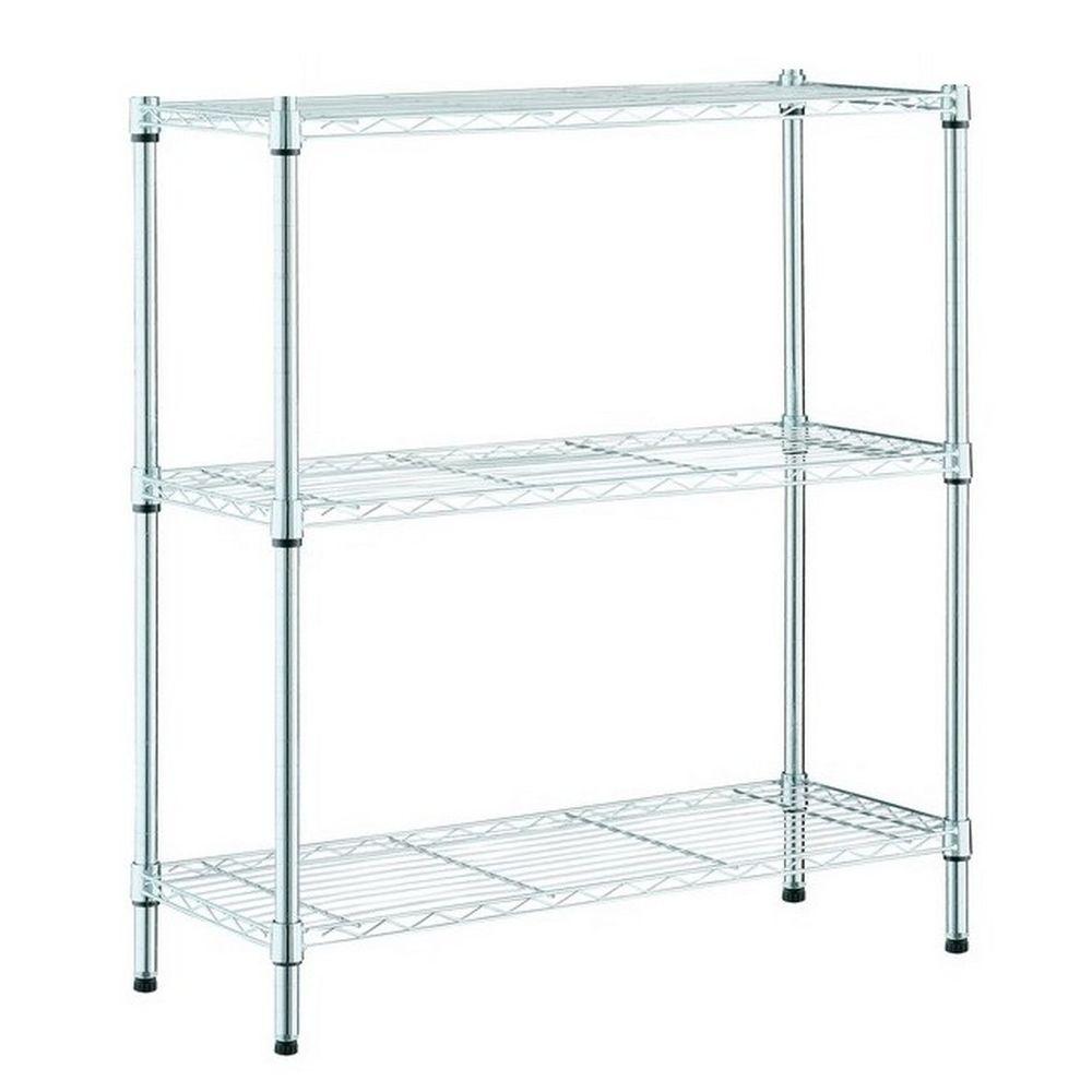 HDX 24 in. W x 30.5 in. H x 14 in. D 3-Shelf Steel Wire Chrome (Grey) Finish Shelving Unit