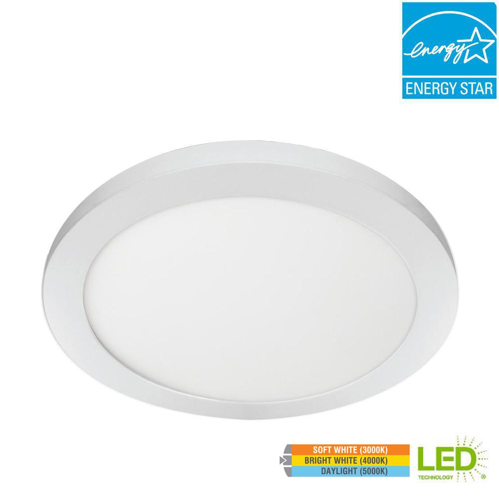 11 in. 12.5-Watt Dimmable White Integrated LED Edge-Lit Round Flat Panel Ceiling Flushmount with Color Changing CCT