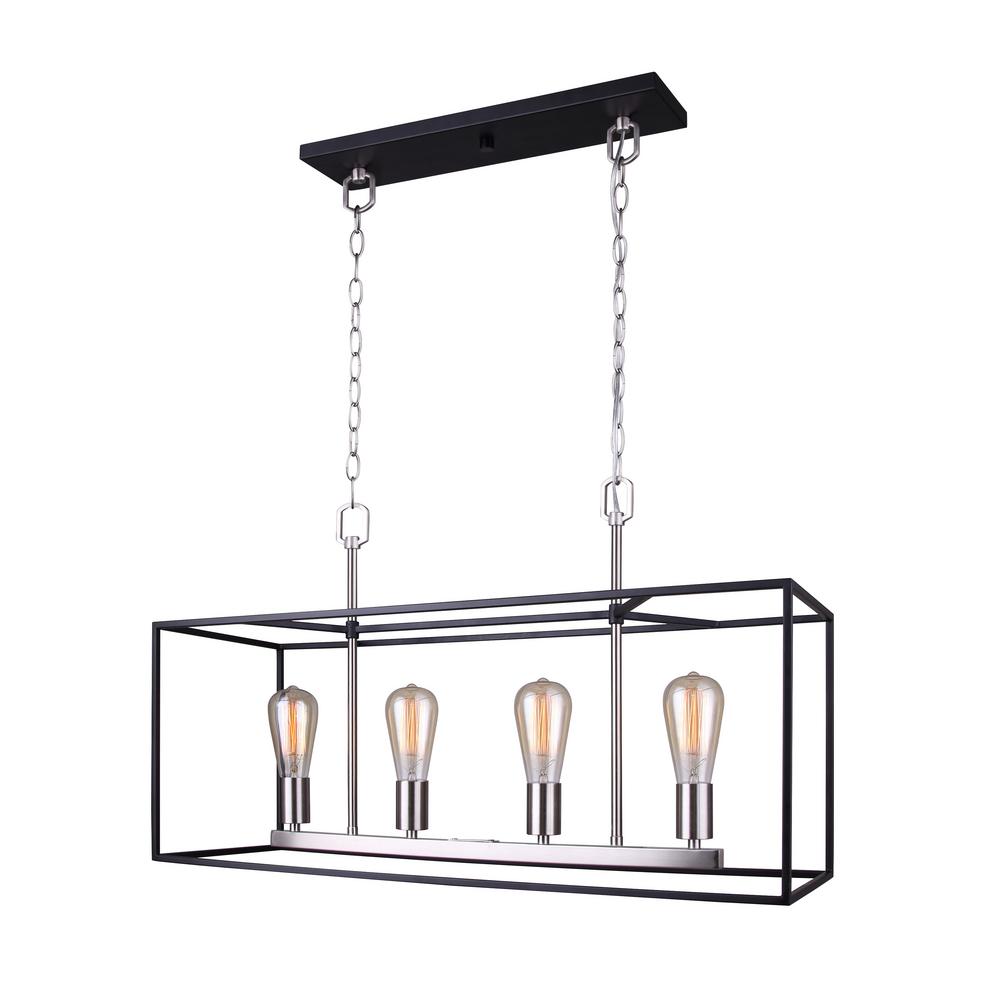 Canarm Roy 4 Light Matte Black And Brushed Nickel Chandelier