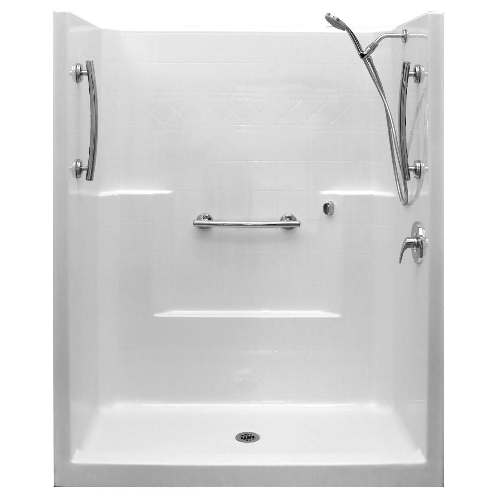 Ella UltimateSA 33 in. x 60 in. x 77 in. 1Piece Low Threshold Shower Stall Package in White