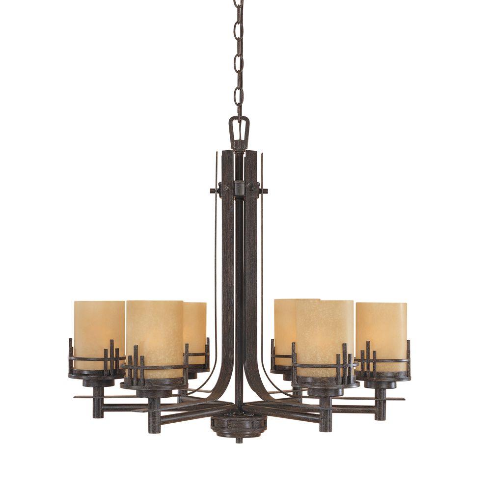 Designers Fountain Mission Ridge 6 Light Warm Mahogany Hanging Designers Fountain Mission Ridge 6
