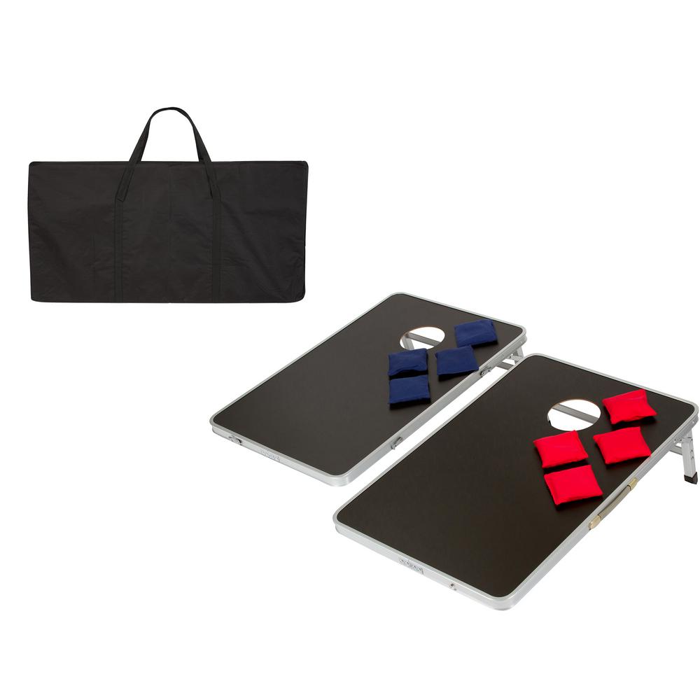 Trademark Innovations Lightweight And Portable Aluminum 3 Ft Corn Hole Bean Bag Toss Set With Carry Case