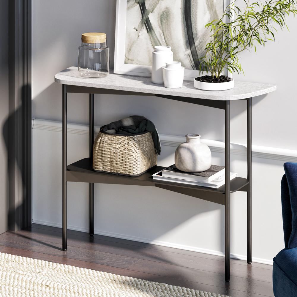 black and white sofa table