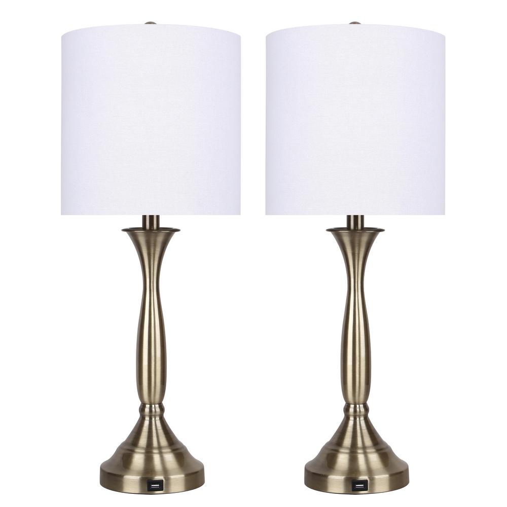 GRANDVIEW GALLERY 25.5 in. Oil Bronze Table Lamps with USB Port in Base ...