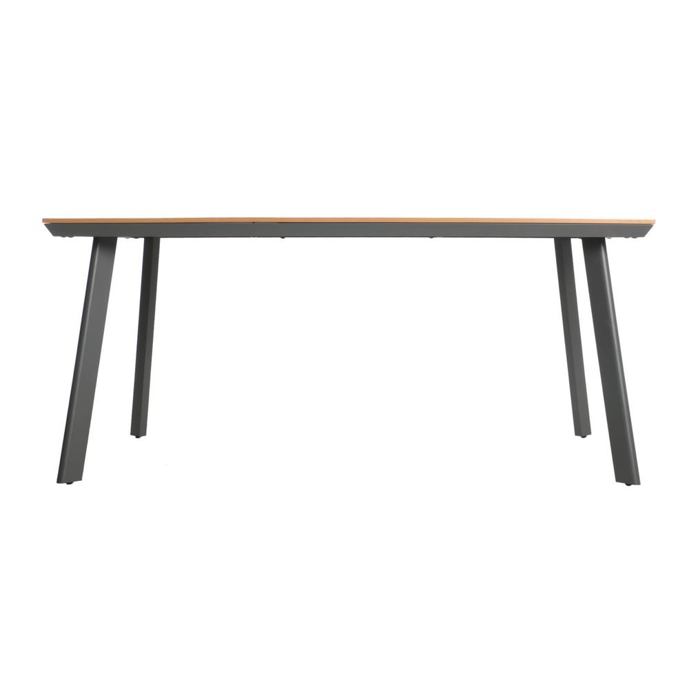 Noble House Leeds Rectangular Natural Brown Faux Wood and Gray Aluminum