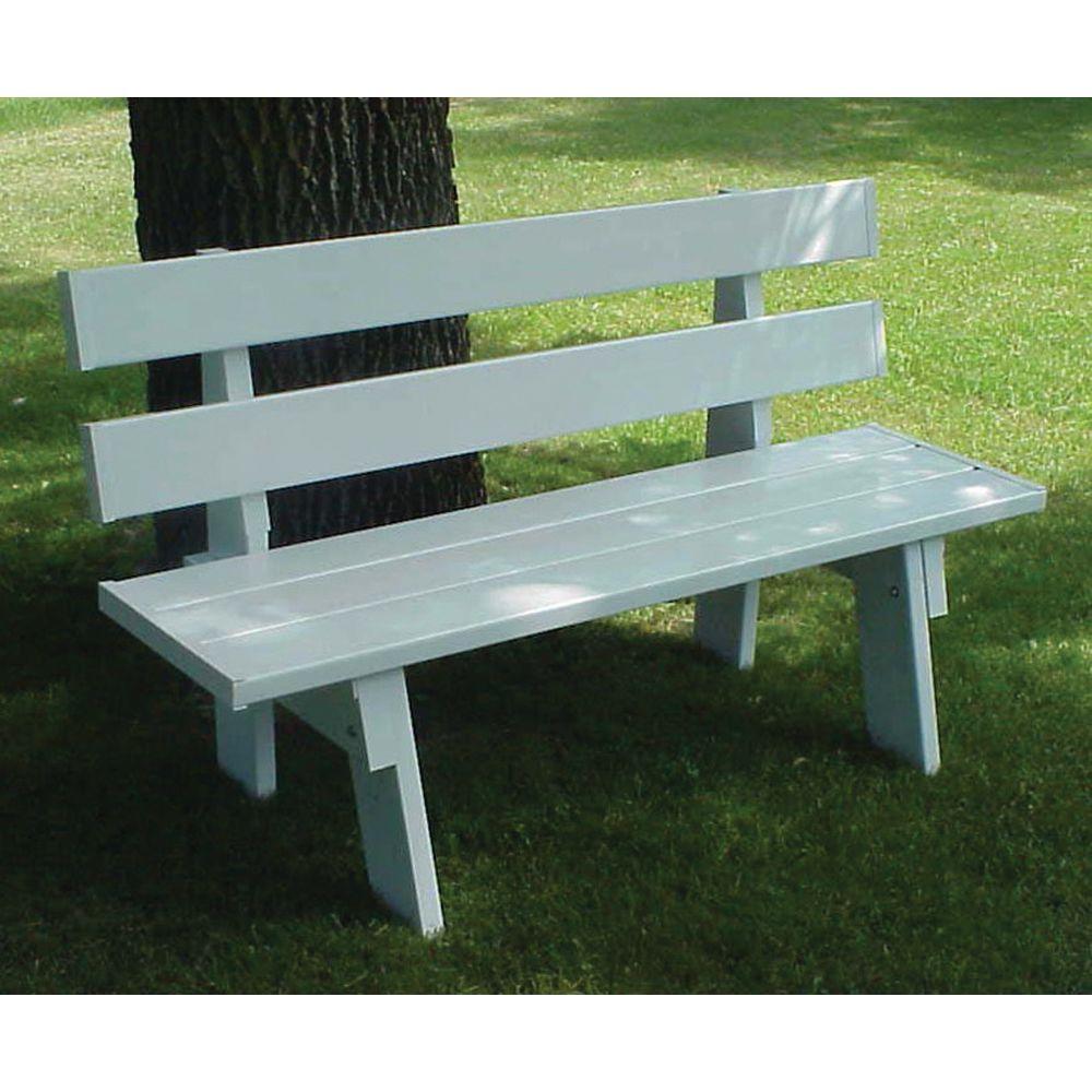 Dura Trel 60 In L X 17 In W X 16 In H White Vinyl Patio Park Bench The Home Depot