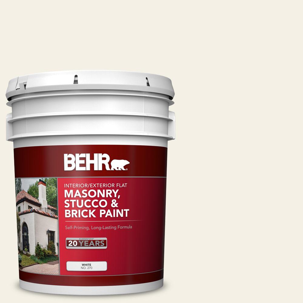 BEHR 5 gal. BWC01 Simply White Flat Interior/Exterior Masonry, Stucco
