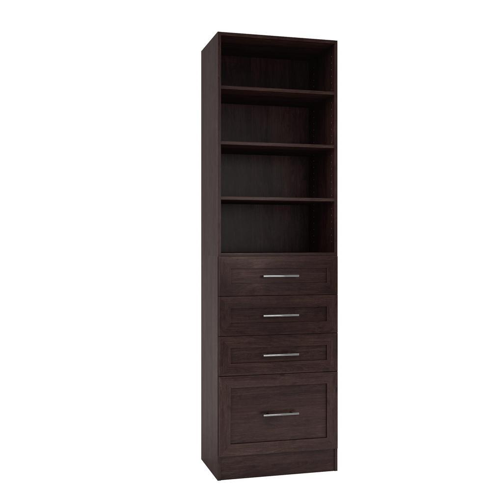 Home Decorators Collection 15 In D X 24 W 84 H Bergamo H Bergamo Espresso Melamine With 4 Shelves And Drawers Closet System Kit En000164 Bes The Home Depot