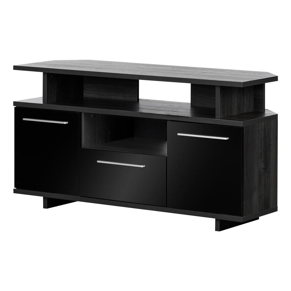 South Shore Reflekt Gray Oak And Black Corner Tv Stand 12210 The