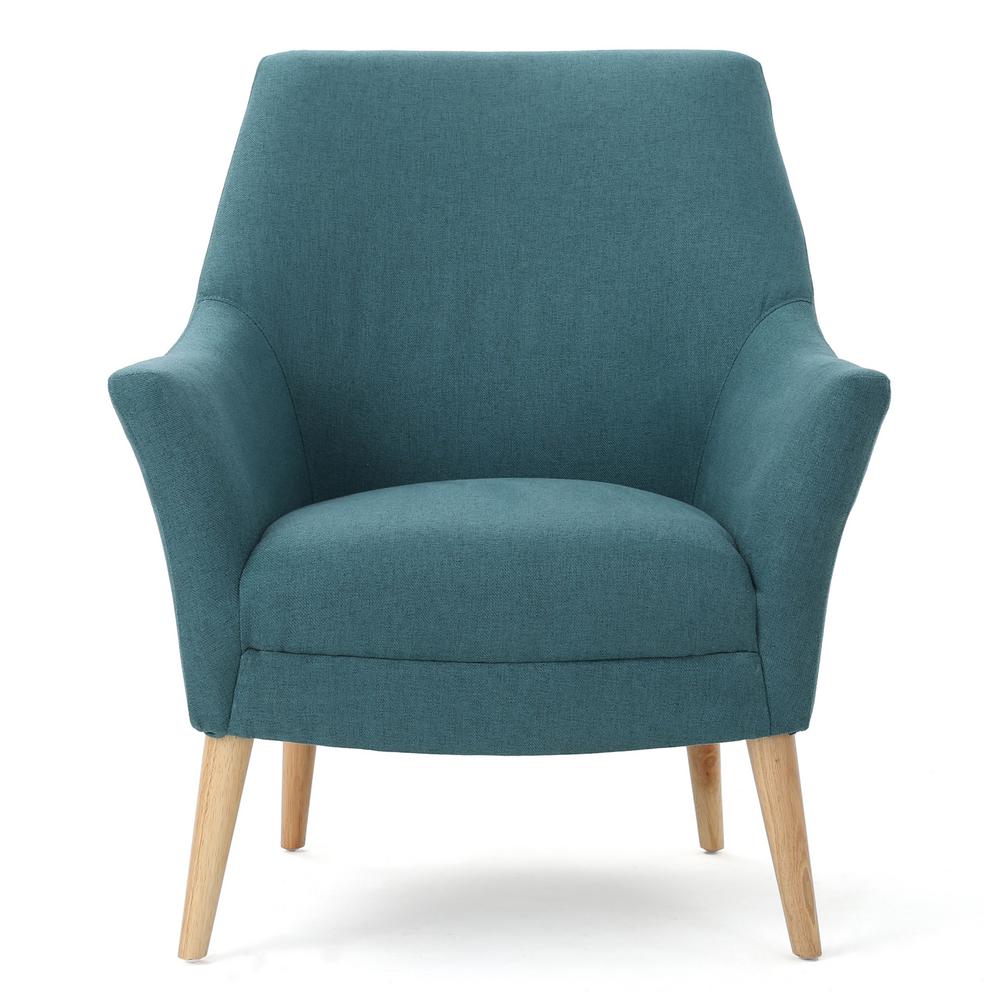 Noble House Mae MidCentury Modern Dark Teal Fabric Club Chair300221