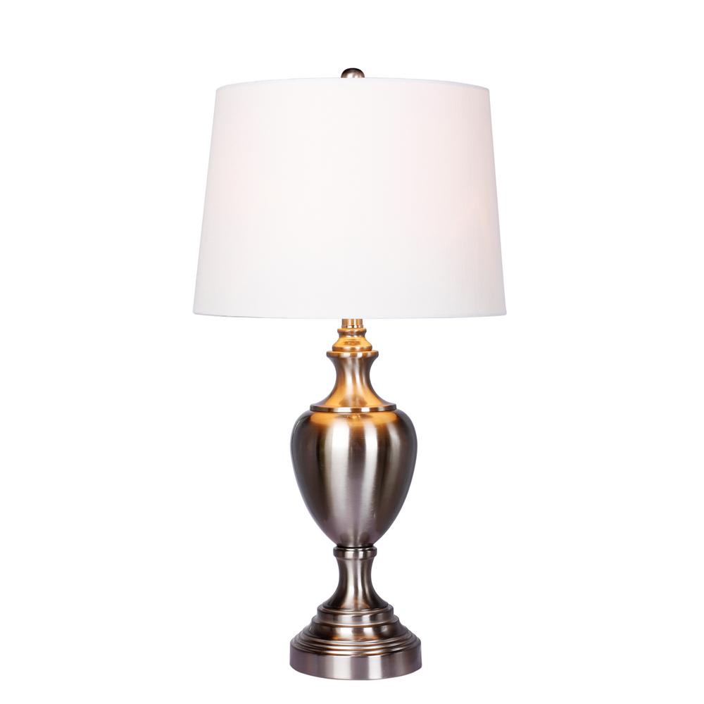 Fangio Lighting 30 In Brushed Steel Urn With Pedestal Base Metal Table Lamp