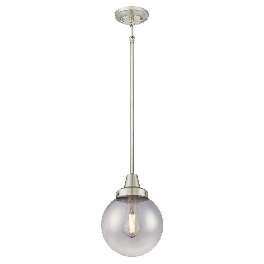 Westinghouse 1 Light Brushed Nickel Interior Mini Pendant With Frosted White Alabaster Glass 1906