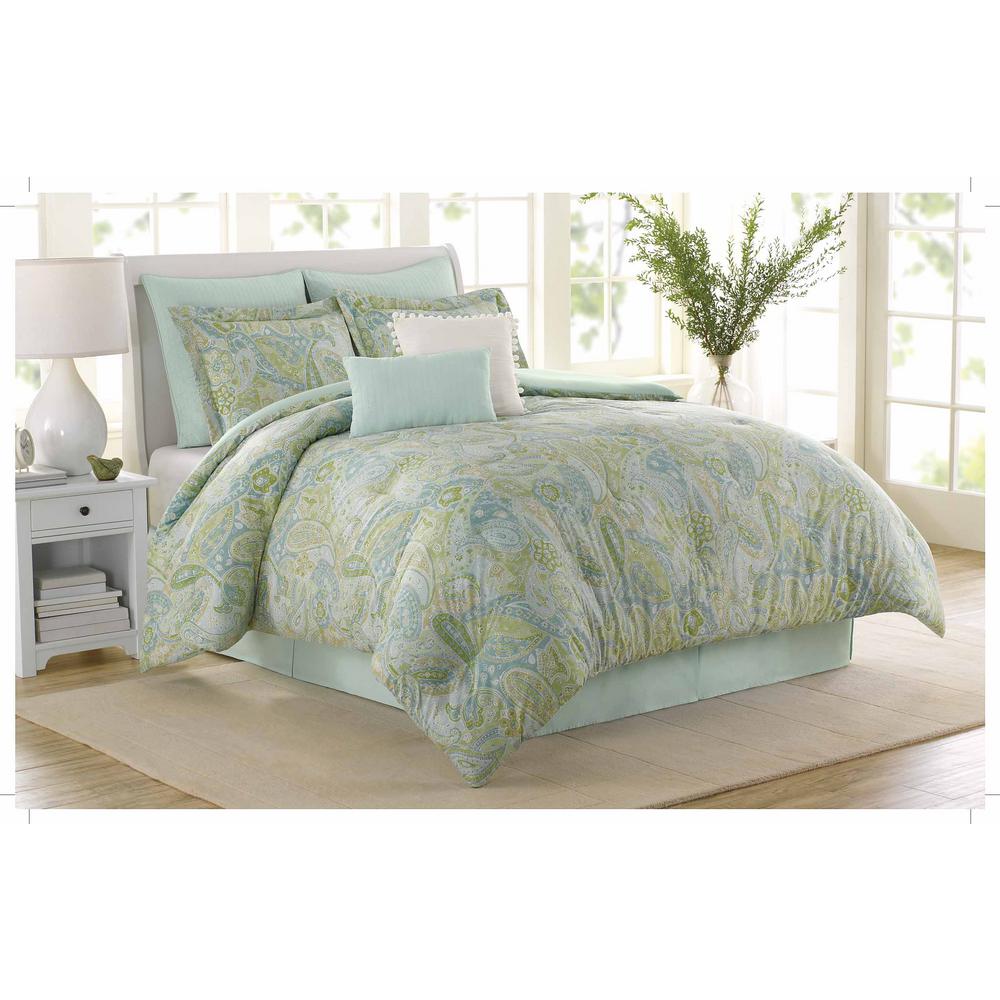 Royal Heritage Home Soho 8 Piece Blue Green Queen Comforter Set