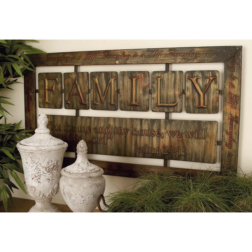 21 In X 38 New Traditional Iron Tile Family Horizontal Wall Plaque Bronze Finish