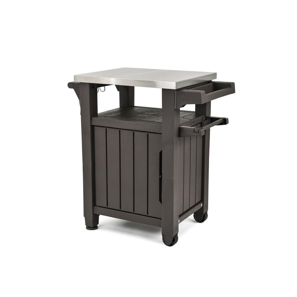 Keter Unity 40 Gal Grill Serving Prep Station Cart With Patio Storage 228833 The Home Depot - Keter Unity Portable Outdoor Table With Storage Cabinet And Stainless Steel Top Graphite Keter Unity 40 Gal Grill Serving Prep Station Cart With Patio Storage 228833 The Home Depot - Keter Unity Portable Outdoor Table With Storage Cabinet And Stainless Steel Top Graphite