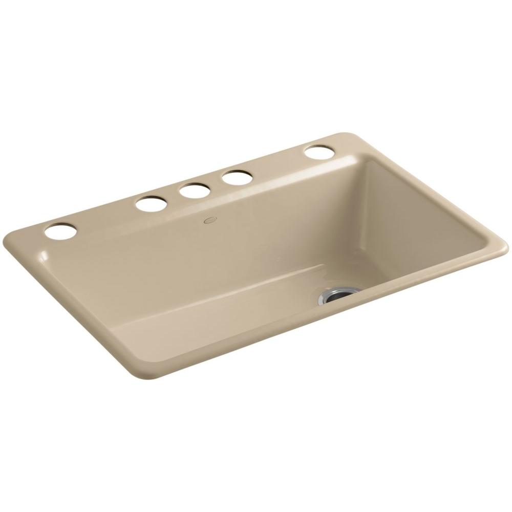 KOHLER Riverby Undermount Cast-Iron 33 in. 5-Hole Single ...