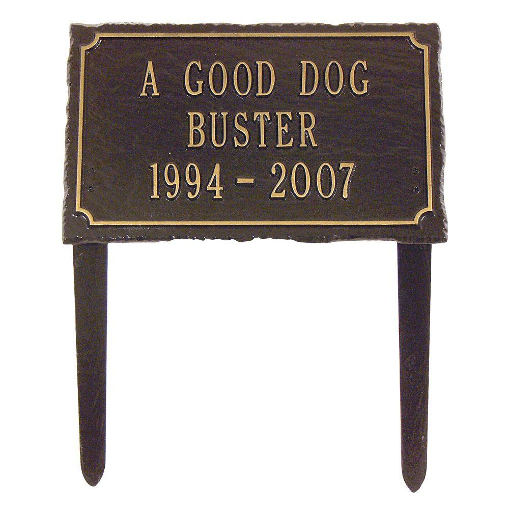 Whitehall Products Slate Pet Bronze/Gold Three Line Lawn Memorial