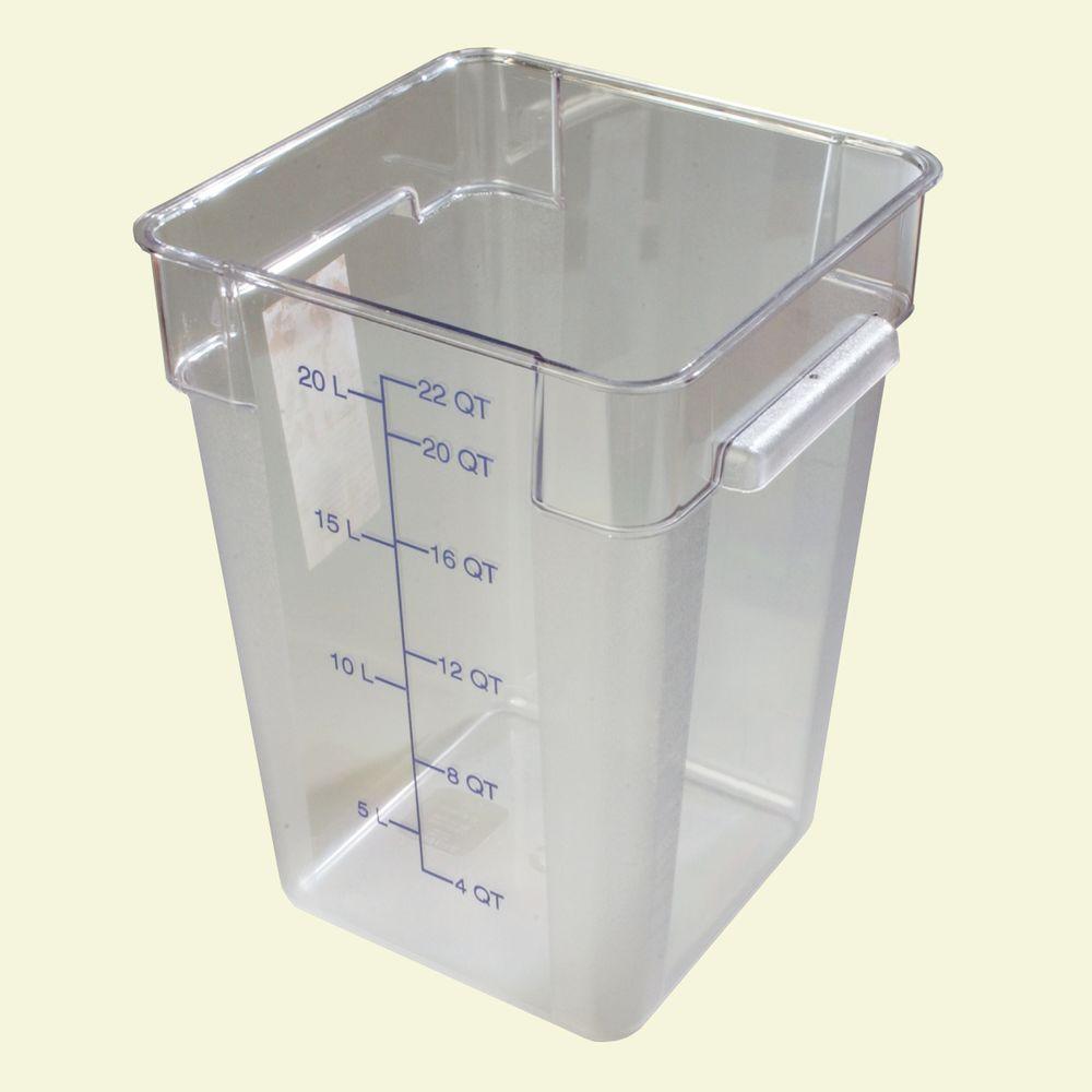 22 Qt Polycarbonate Square Food Storage Container In Clear Lid Not Included Case Of 6