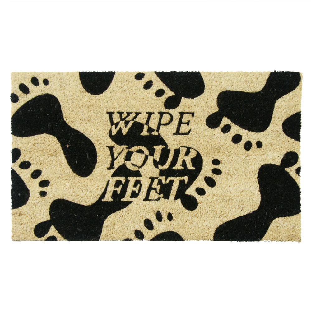 Rubber Cal Wipe Your Feet Please 18 In X 30 In Coir And Pvc Door Mat