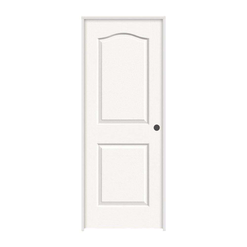 JELD-WEN 30 in. x 80 in. Camden White Painted Left-Hand Textured Molded ...