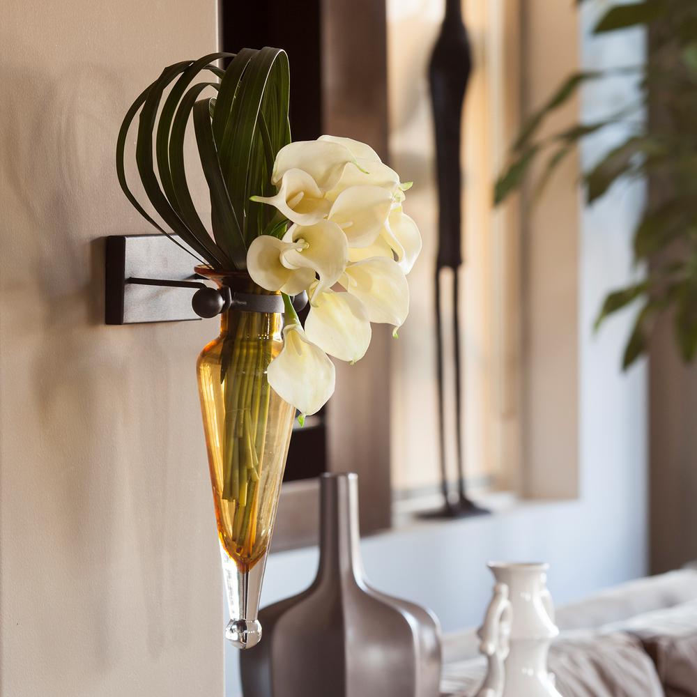 DANYA B 22 in. Glass Wall Mount Decorative Amphora Vase on ... DANYA B 22 in. Glass Wall Mount Decorative Amphora Vase on ... on Decorative Wall Sconces For Flowers Vases At Home Depot id=29033