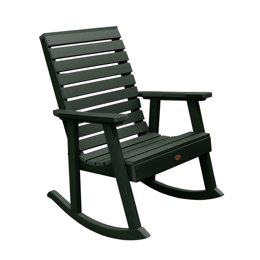 Highwood Weatherly Charleston Green Recycled Plastic Outdoor Rocking Chair